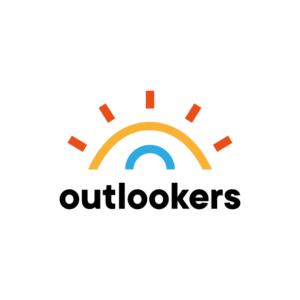 Image shows Outlookers logo, which is an image that represents a sunshine and an eye in red, yellow and blue and the word Outlookers underneath in black.